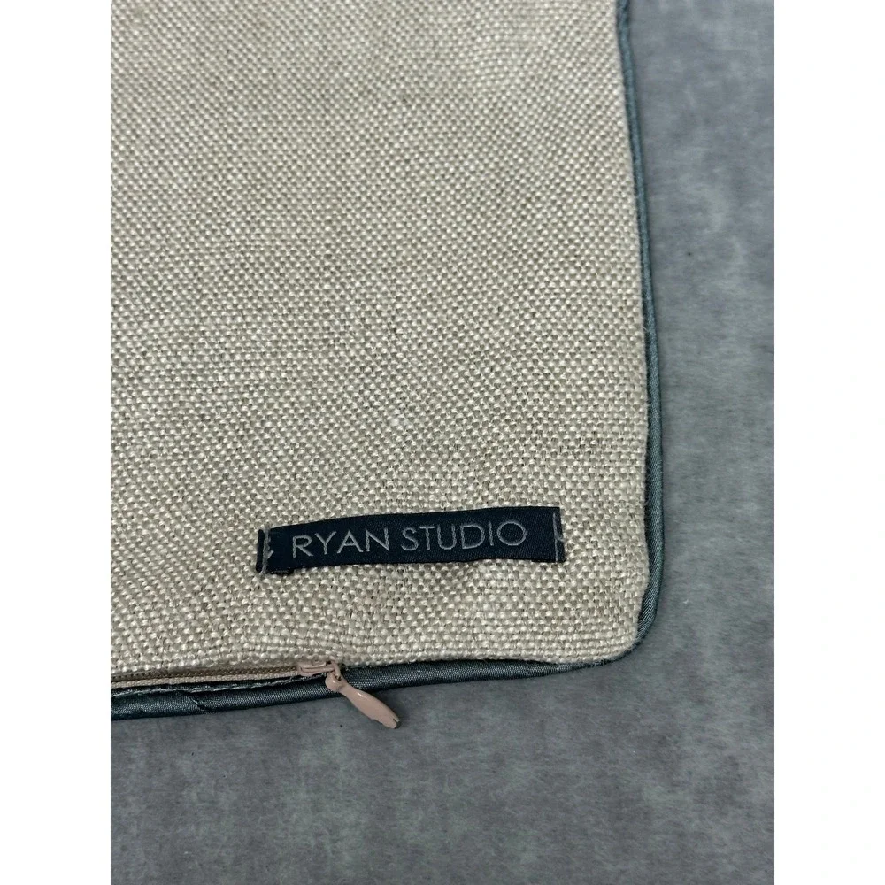 Ryan Studio Pillow Covers Muted Green Beige Geometric Line Zippered 14